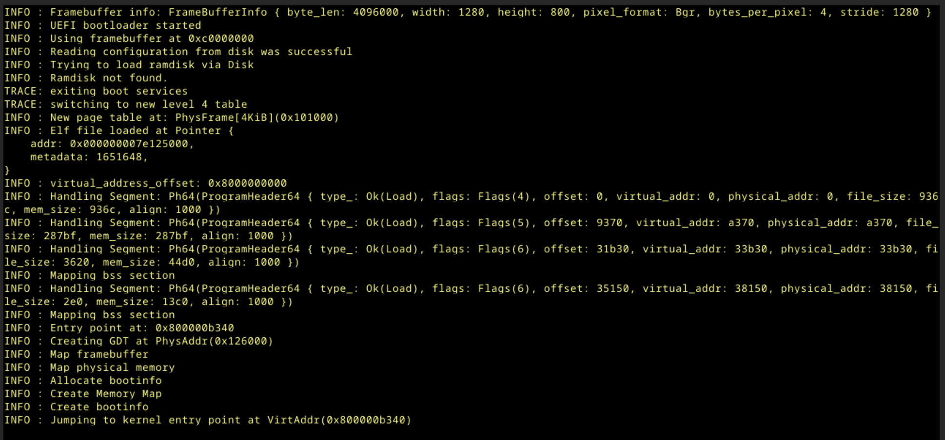 A failed Noesis boot attempt — output visible on screen, but not the right output